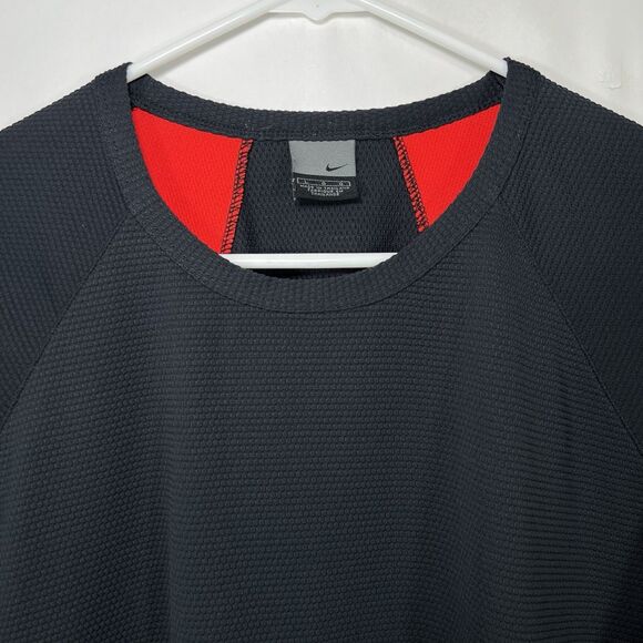 Vintage Y2K Nike T Shirt Mens Size Large Black Red Waffle Knit Gray Tag SS - Picture 2 of 13